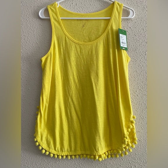 Lilly Pulitzer Tops - NWT - Lilly Pulitzer Women’s Small Yellow Sleeveless McKee Top with Pom Poms